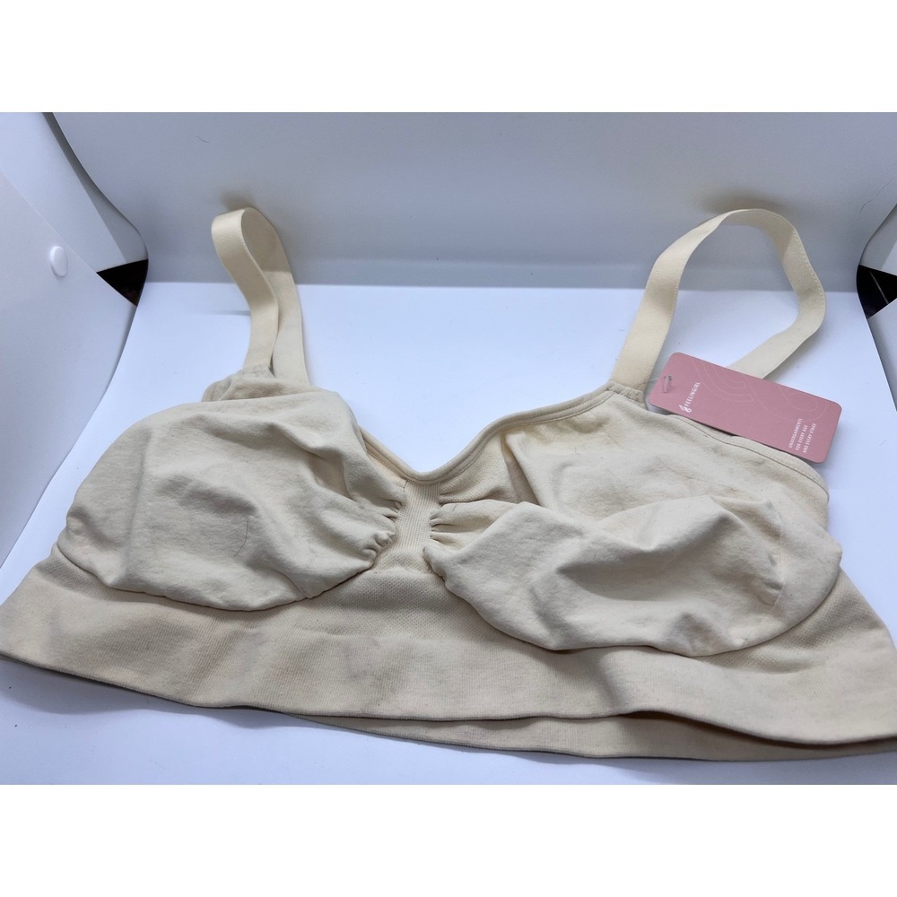 Feelingirl Seamless Wireless Bra Beige Nude Adjustable Straps XL NWT